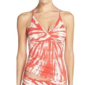 Lucky Brand Coral Fireworks Tankini & High Waisted Brief Size large